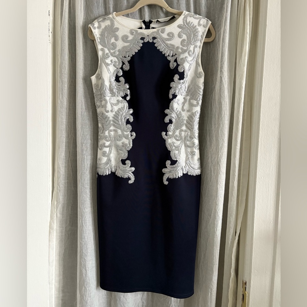 Tadashi Shoji Black Dress with Silver Accents - Picture 2 of 8